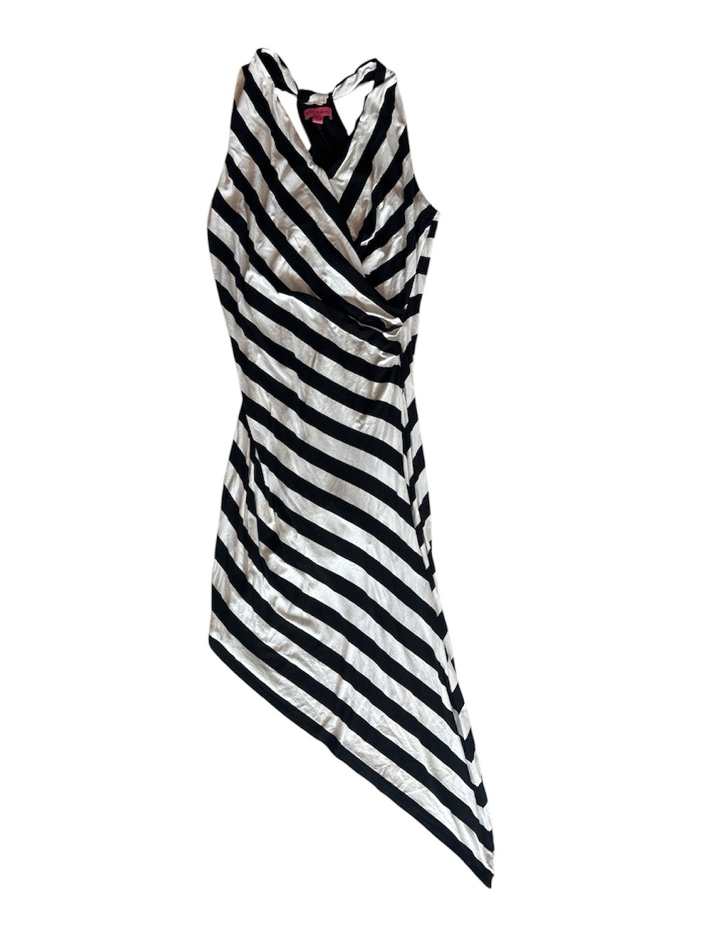 Betsey Johnson Black & White Diagonal Striped Asymmetrical Dress Women’s 12
